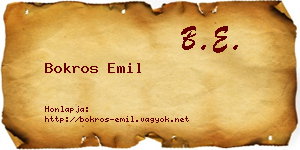Bokros Emil névjegykártya