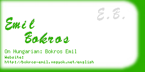 emil bokros business card